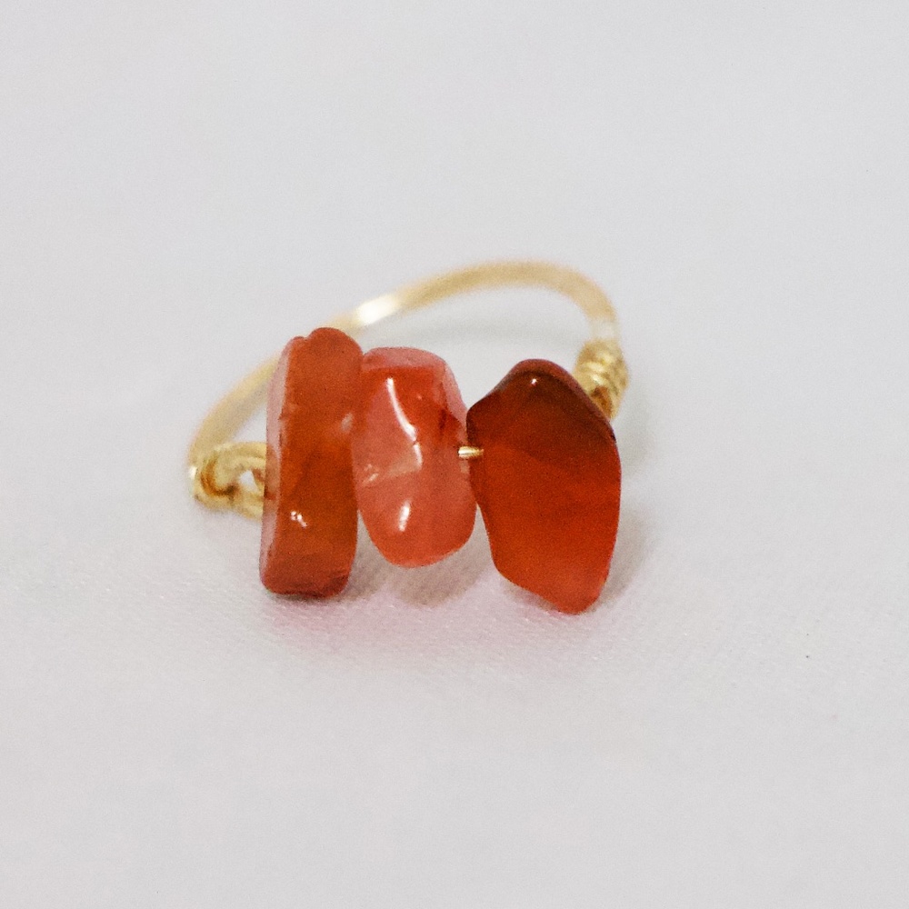 Southern Red Agate Cluster Gold Ring